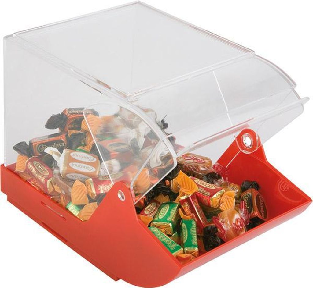 APS 11885 Universalbox, mit Öffnungsklappe, Oberteil aus Acryl, Unterteil aus Polypropylen, 23 x 14,5 cm, Höhe 15 cm, Germany, rot/transparent