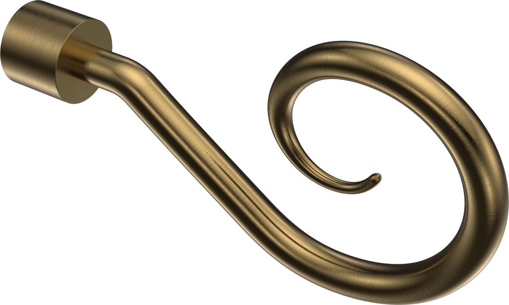 Interdeco Endstücke / Zierabschlüsse für Gardinenstangen mit 16 mm Ø Messing Antik, Typ Allegra (Spirale), Pack. 2 Stück