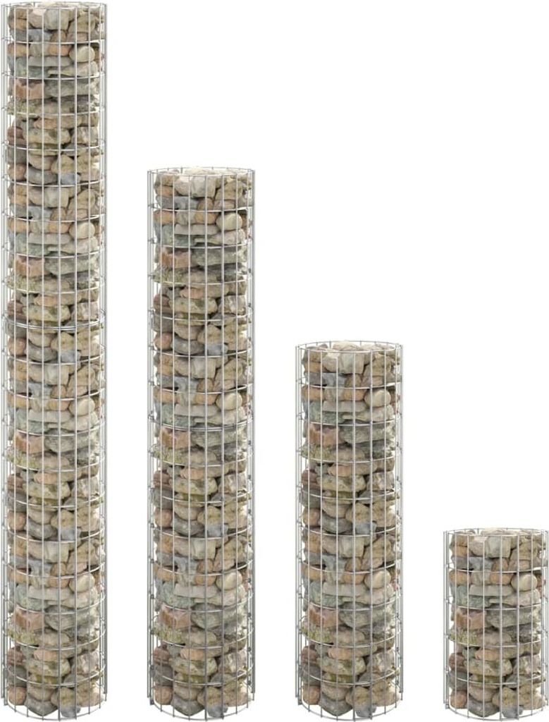 Ankonbej Gabionen-Hochbeete 4 Stk. Rund Ø30x50/100/150/200 cm
