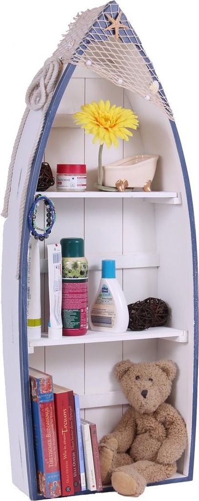 Bootsregal 041, Stand- oder Hängeregal, Maritim 92 x 37 x 13,5 cm, Shabby Look