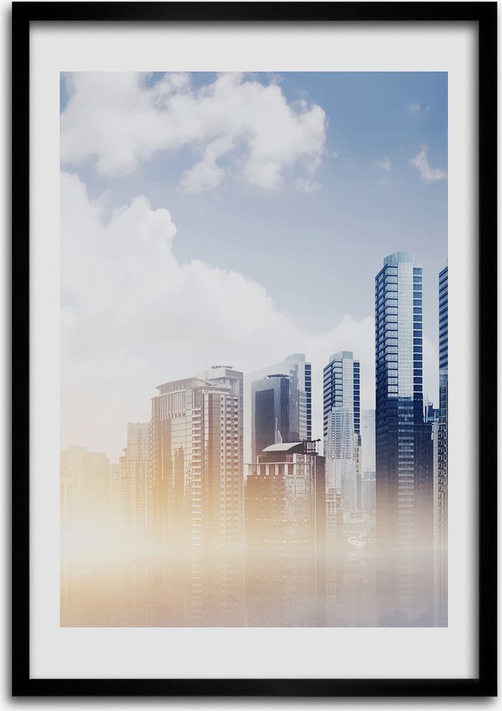 Bild - Bilderrahmen - Foto - 70 cm x 100 cm - MDF - Rahmen - Wandkunst - Wolkenkratzer