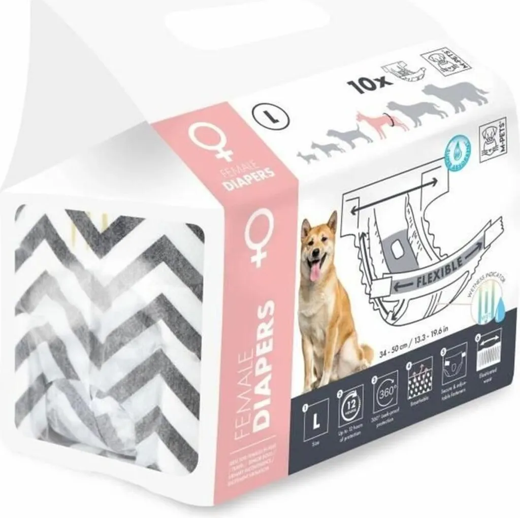 Pannolini per Cani M-PETS 10 Pezzi - Ideali per Cuccioli e Post-Parto - 2