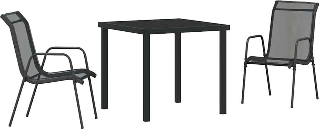 Garten Essgruppe 3 pcs Schwarz Pulverbeschichteter Stahl