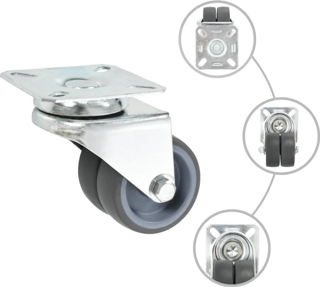 Roues doubles pivotantes 50 mm vidaXL à haute résistance - Lot de 16