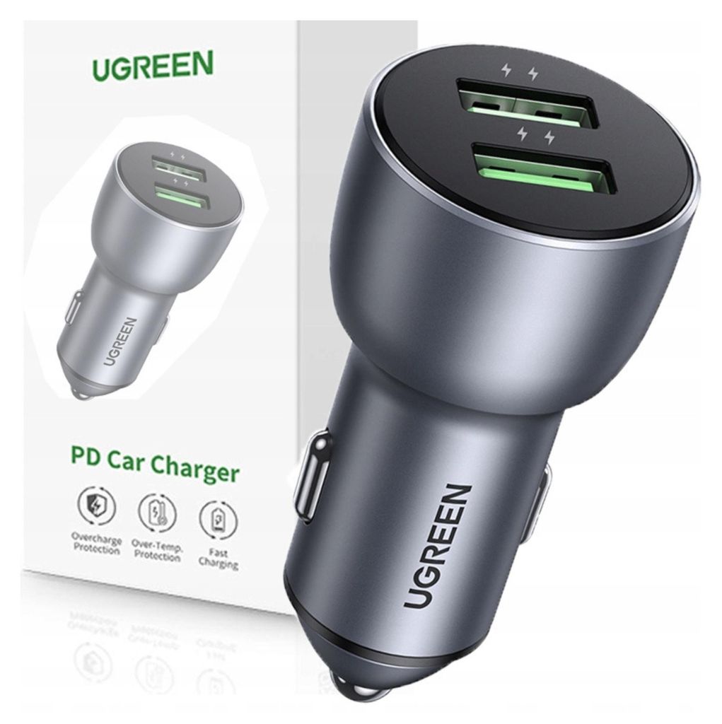 Ugreen 2x UBB-A autonabíječka QC 3.0, 36W - šedá Obrázek produktu 