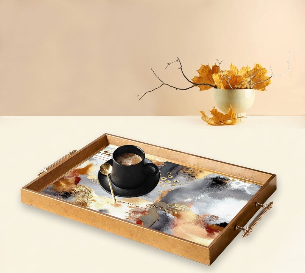 Evila Originals, TPEA9851, Tablett, Mehrfarbig, 100 % GLAS, 50 x 29 x 3,5 cm