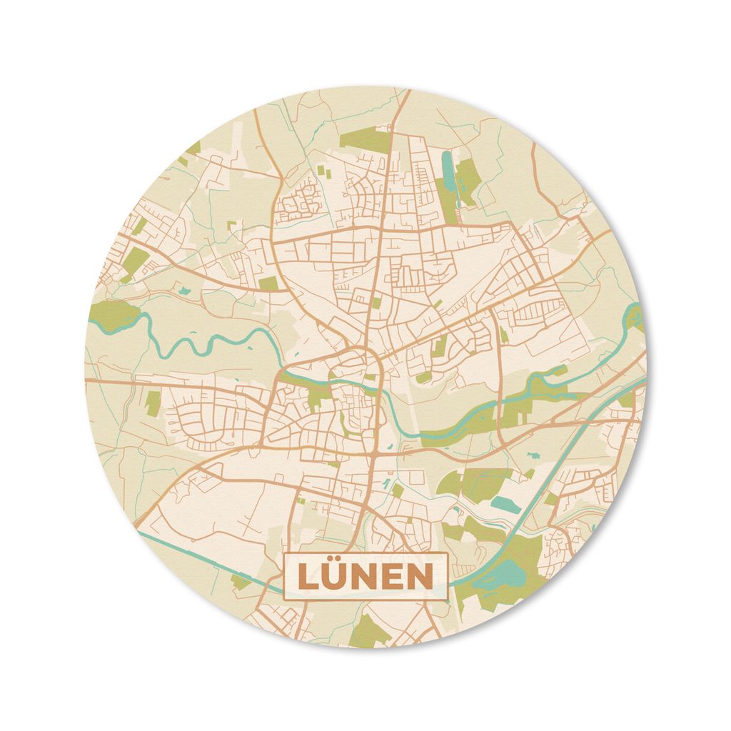MuchoWow Mauspad Mousepad Stadtplan - Lünen - Stadtplan - Vintage 40x40 cm - Mousepads - Maus Mat - Pad - Mausunterlage - Schreibtisch Accessoires