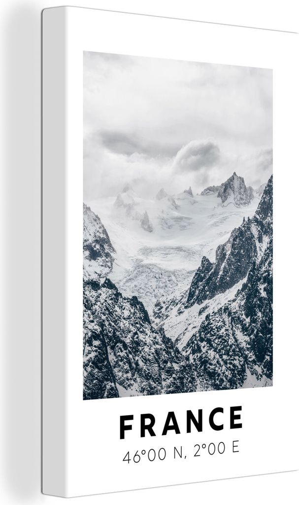 OneMillionCanvasses - Leinwandbilder - 90x140 cm, Frankreich - Berge - Schnee, Wandbilder Kunstdruck Wanddekoration - Foto auf Leinwand - Gemäld...