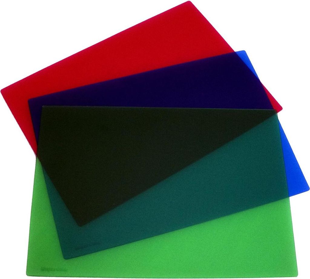 3x Schreibtischunterlage 30x42cm / Farbe: je 1x transluzent rot + blau + grün