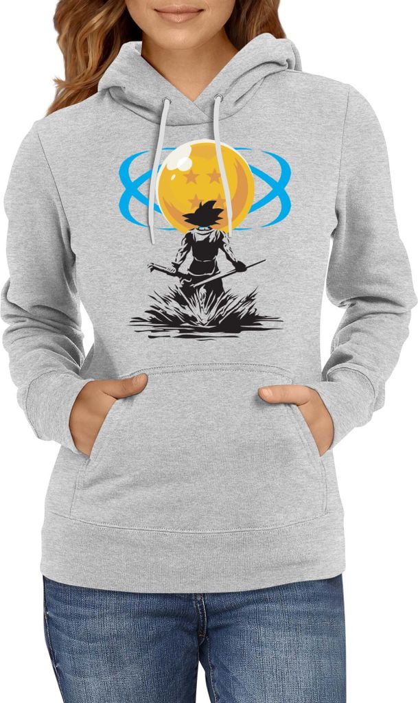 Damen Kapuzenpullover Dragon Anime Manga Ball Z Goku 15, Lady M / Grau