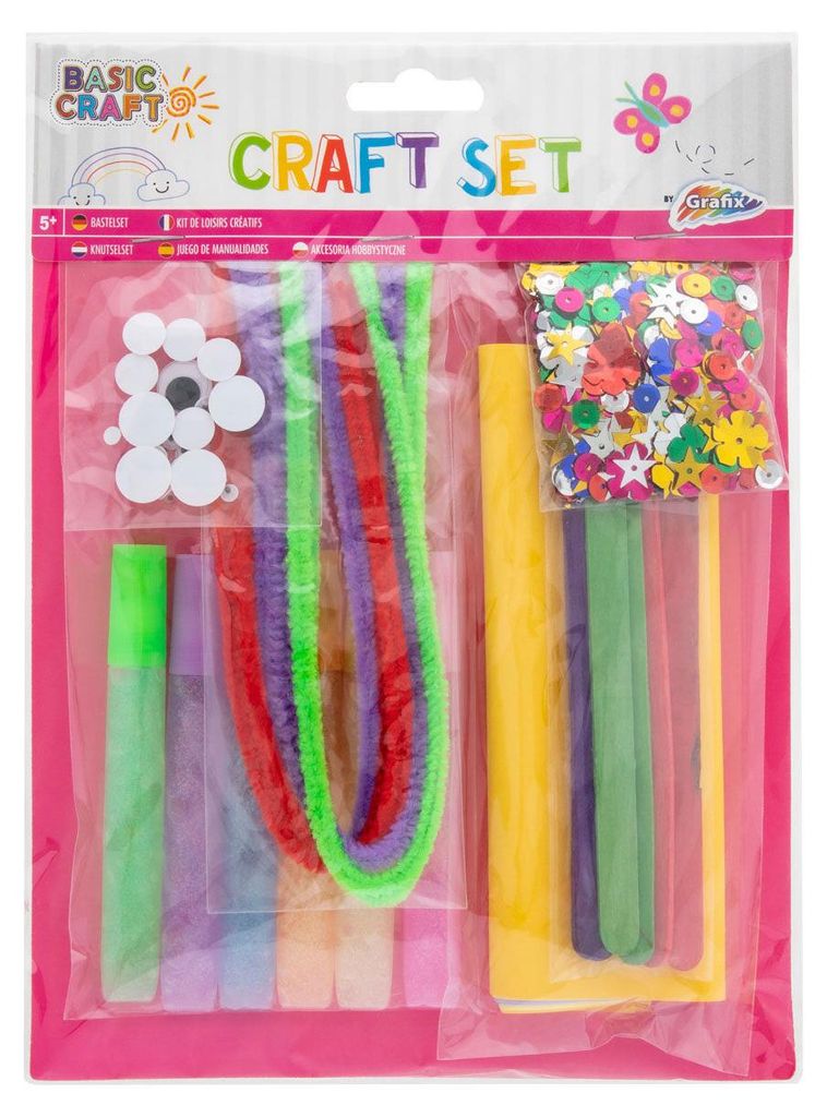 Grafix Bastelset mit Glitzerkleber, Augen und Pailletten, umfangreiche Ausstattung für Kinder