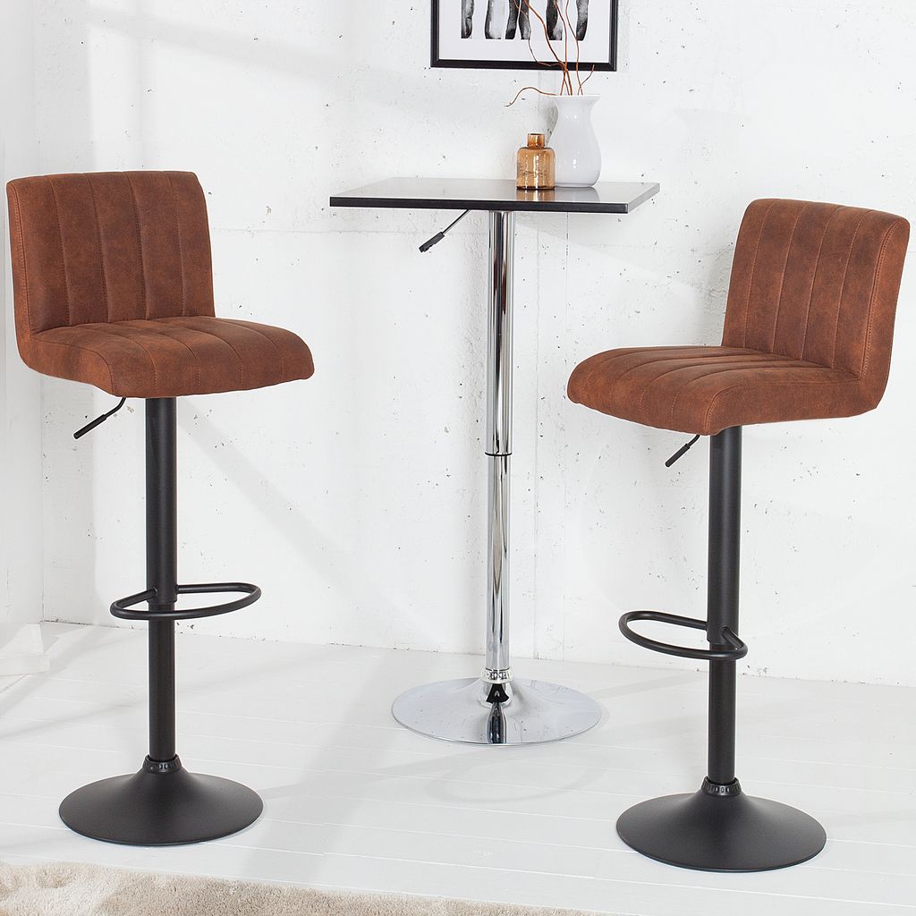 riess-ambiente Drehbarer Barhocker PORTLAND vintage braun Microfaser Barstuhl mit Lehne höhenverstellbar Tresenstuhl Tresenhocker Hocker