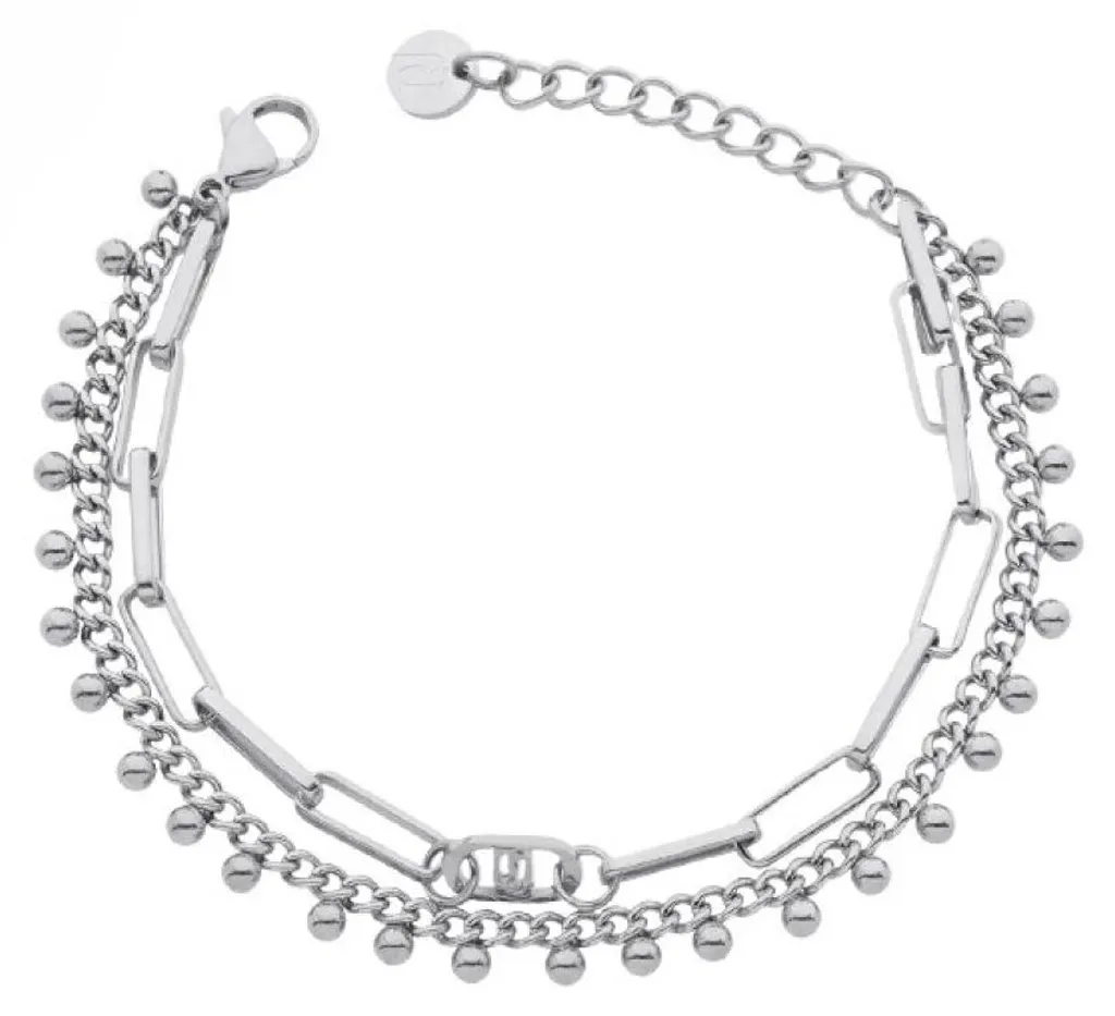 Bracelet acier inoxydable ajustable double rang durable modèle LJ2999
