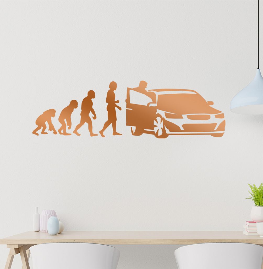 KIWISTAR Evolution - Menschheit Auto Biologie Wandtattoo in 6 Größen - Wandaufkleber Wall Sticker - Dekoration, Küche, Wohnzimmer, Schlafzimmer,...