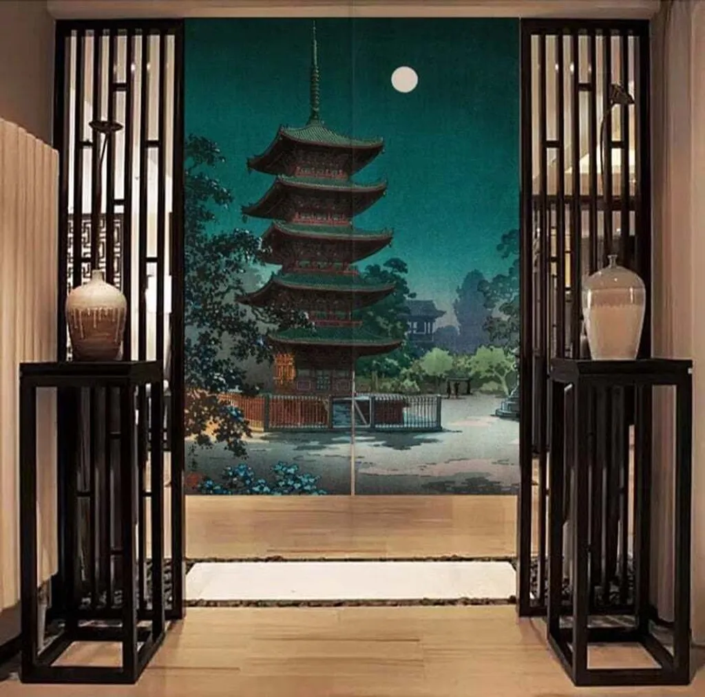 Noren Asakusa Kinryūzan Fine Asianliving Rideau de Porte Tissu 80x130