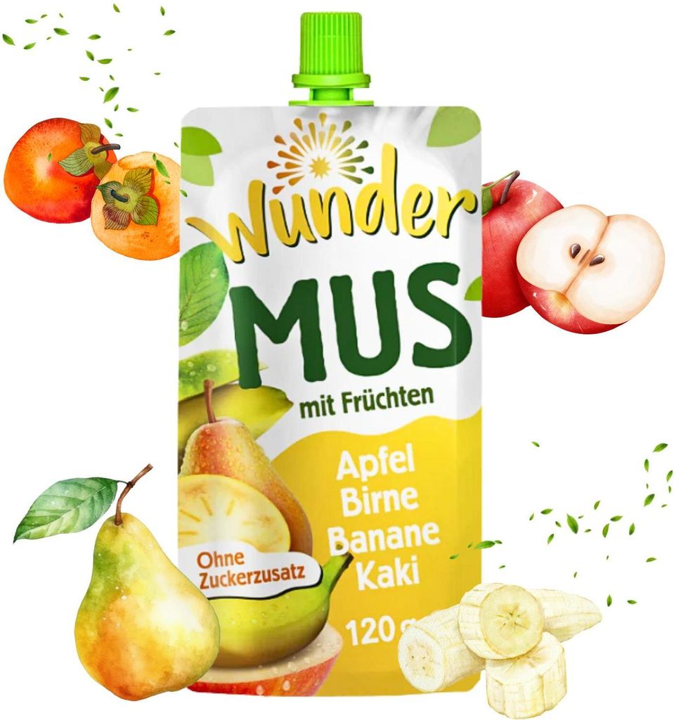 WUNDER Quetschie Mus 12 x 120g Kaki Banane Apfel Birne ohne Produktbild 