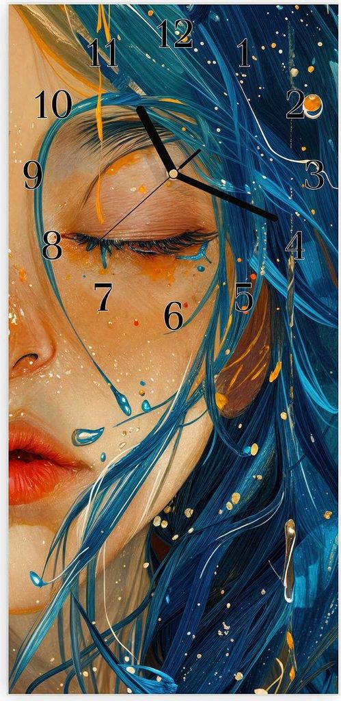 Wanduhr aus Glas mit Motiv Traumhafte Illusion- 30 x 60 cm - inkl. Aufhängesystem