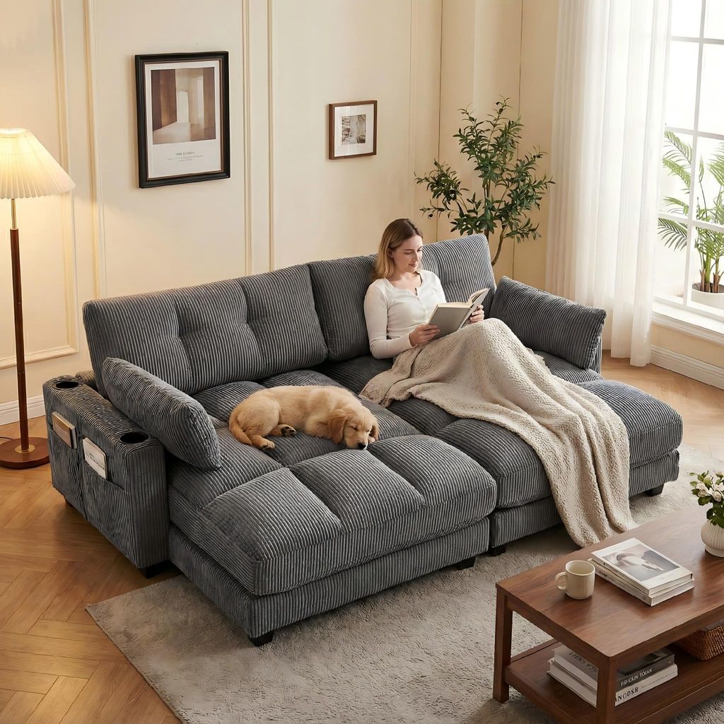 LVHOM set di 2 poltrone con porta USB e portabicchieri, Immagine del prodotto 