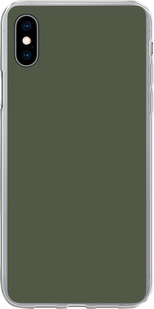 MuchoWow Handyhülle Schutzhülle Hülle für Telefoonhoesje iPhone Xs Grün - Einfarbig - Olivgrün Silikon Softcase Handy Hülle - Handytasche
