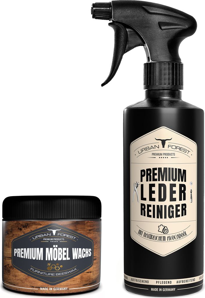 SPARSET Premium Lederreiniger optimal zur Reinigung von Leder zur Lederpflege + Holzwachs Möbelwachs farblos mit Bienenwachs von URBAN FOREST