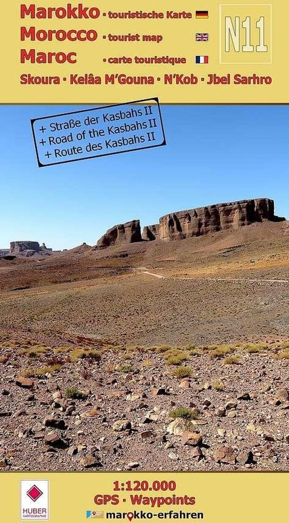 N11: Skoura - Kelâa M'Gouna - N'Kob - Jbel Sarhro + Straße der Kasbahs II 1:120.000 + GPS-Waypoints