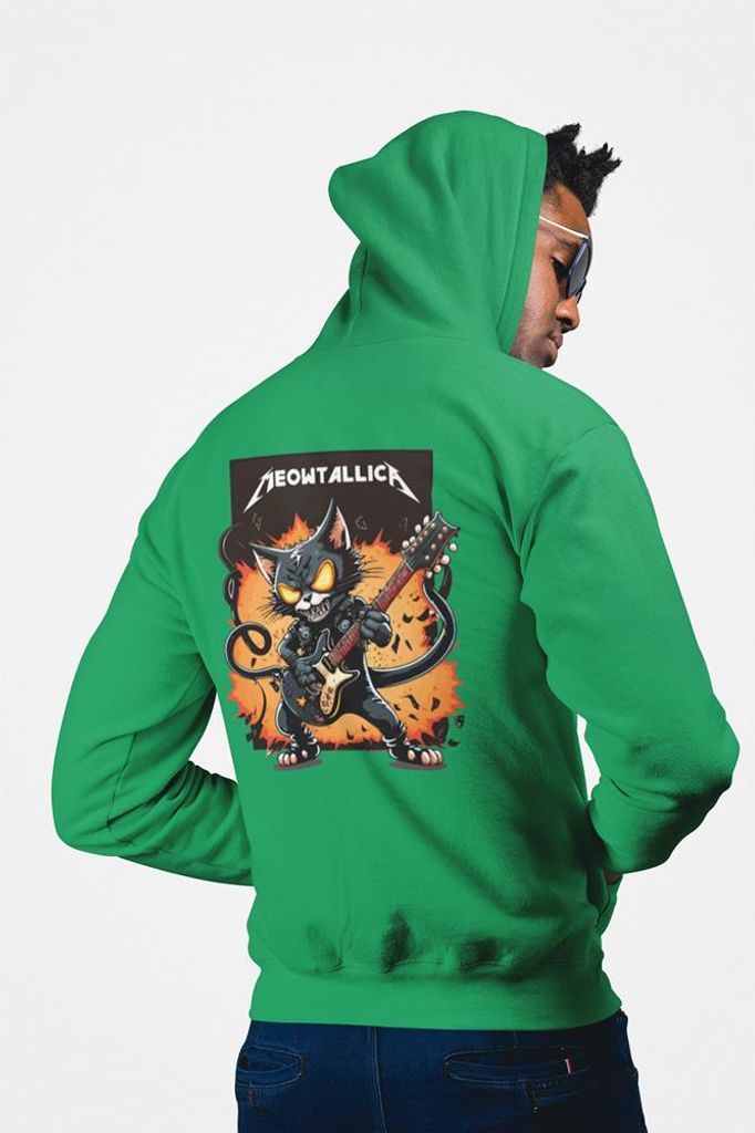 D&B Uni Hoodie ZIPZN00013 Meowtallica Grün-Größe 2XL