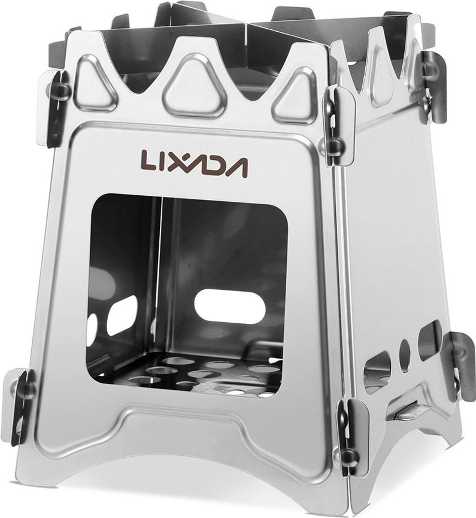 Lixada klappbarer Holzofen, Edelstahl-Kartenofen, Camping-Kartenofen, Picknick-Holzofen, 16cm x 12,5cm x 12,5cm, Compact Folding Holzofen, Kochen Pick