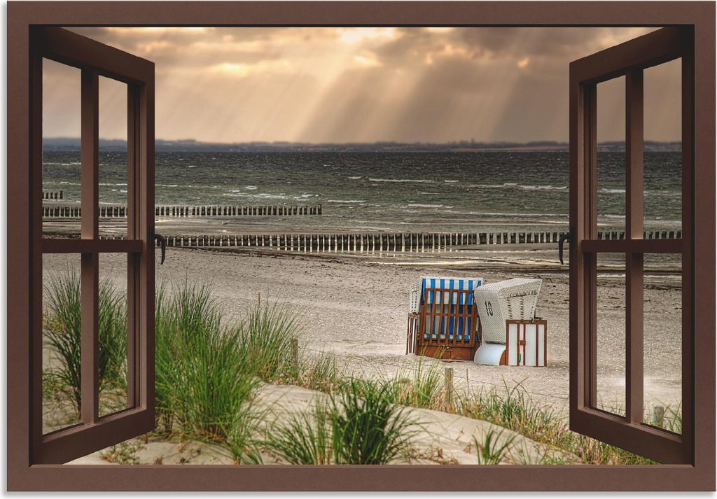 ARTland Wandbild Alu für Innen & Outdoor Strand auf Insel Poel, braun Größe: 100x70 cm