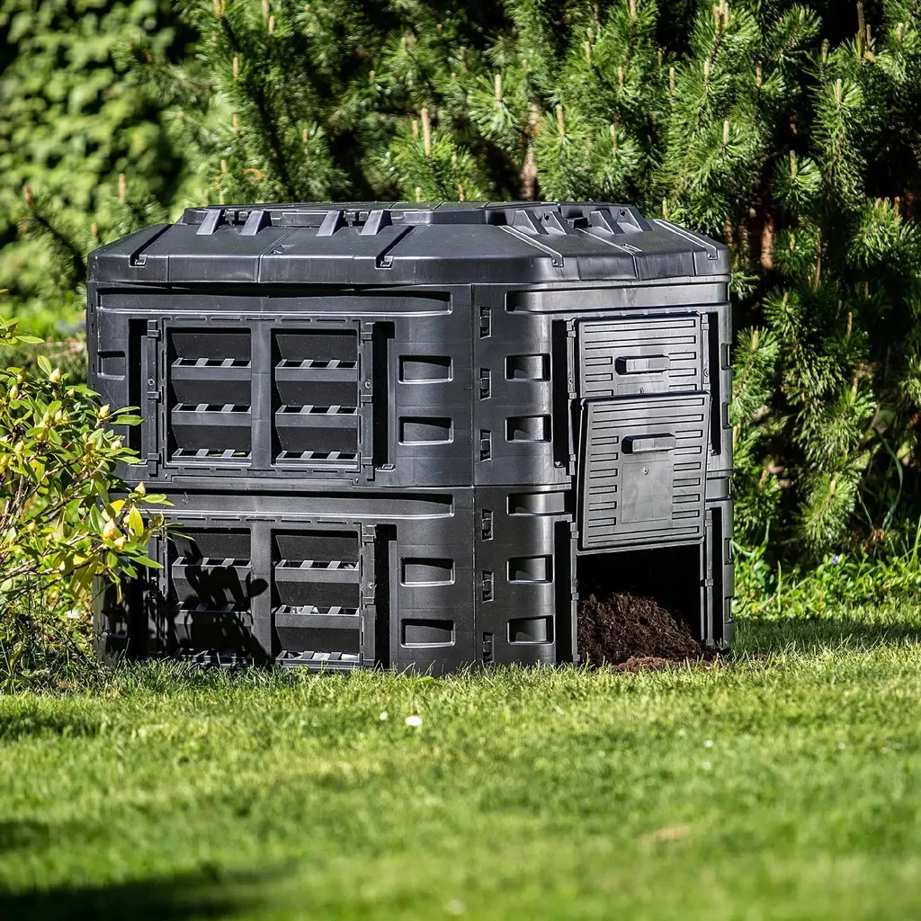 Bac à compost modulaire 600L en kit : Composteur extérieur robuste noir