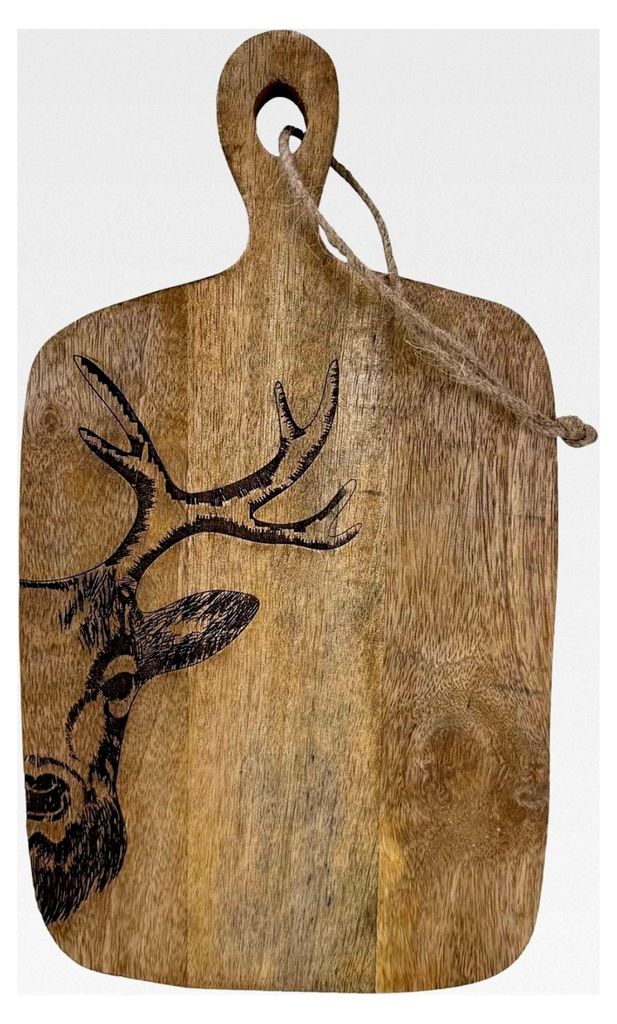 Servierbrett, Schneidebrett mit Griff aus Mangoholz oder als Wanddekoration in der Küche