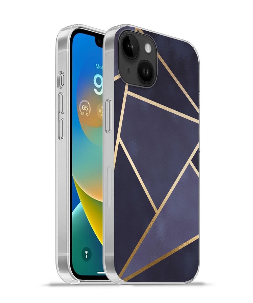 MuchoWow Handyhülle Schutzhülle Hülle für Apple iPhone 14 Plus - Soft case Marmor - Blau - Collage Silikon Softcase Handy Hülle - Abbildung