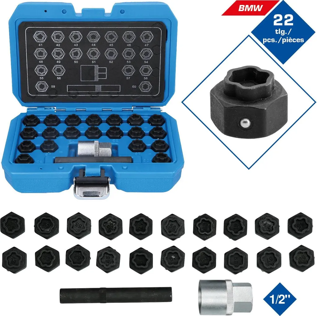 Kit complet de démontage pour écrou antivol BMW - Protection jantes - 3
