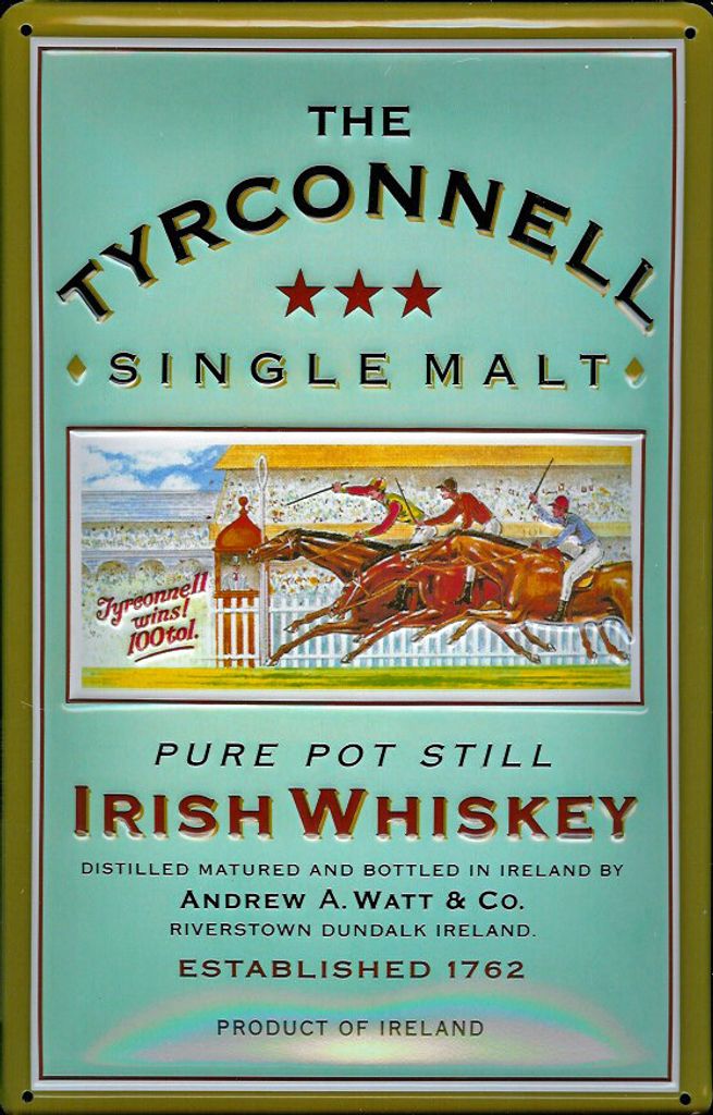 Blechschild Tyrconnell Whiskey Pferderennen Whisky Pferd Schild Nostalgieschild