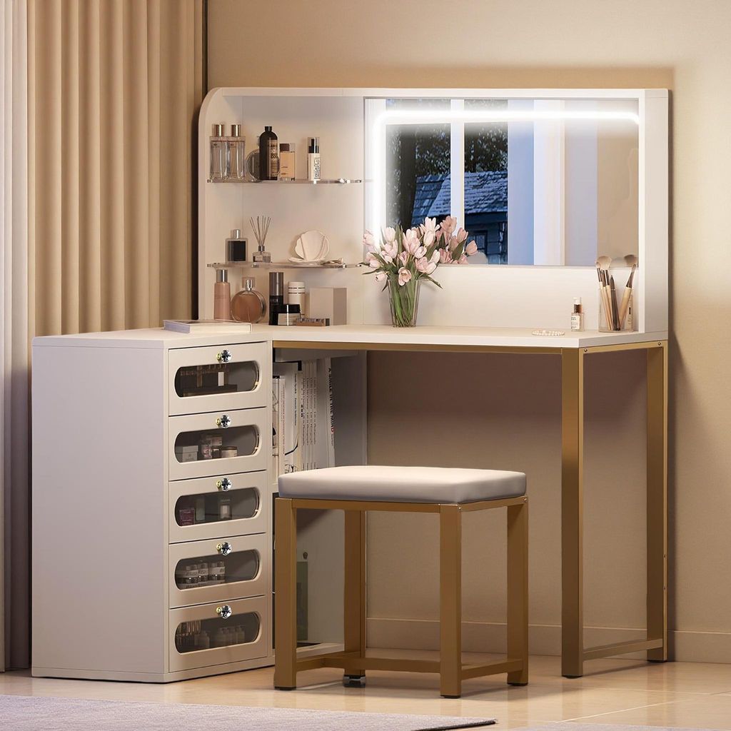 Coiffeuse d'angle blanche - Ameublement