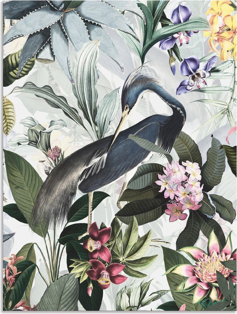 ARTland Wandbild Alu für Innen & Outdoor Vintage Kranich Größe: 45x60 cm