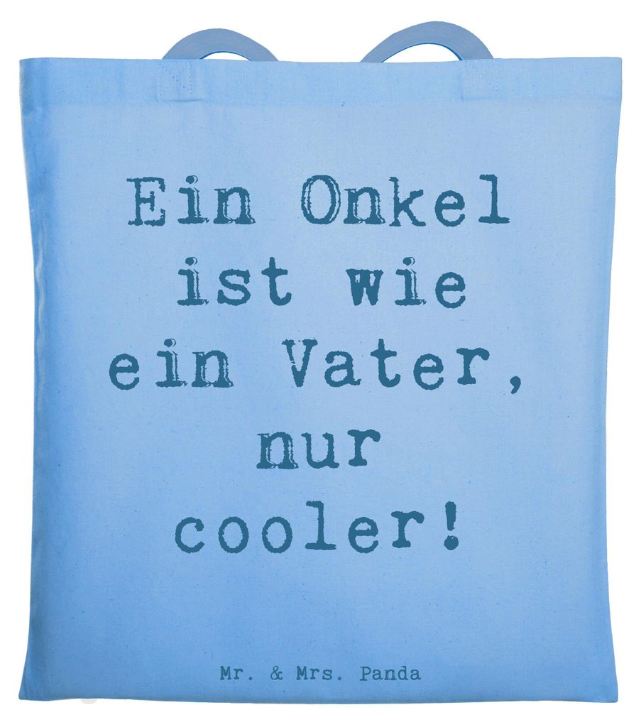 Mr. & Mrs. Panda Schultasche Spruch Cooler Onkel - Sky Blue - Geschenk, Jubiläen, festivaltasche, Patenonkel, Freizeit, Spaß, Tasche, Dankeschön...