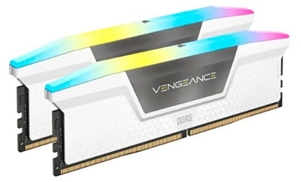 Two computer RAM modules with RGB lighting.