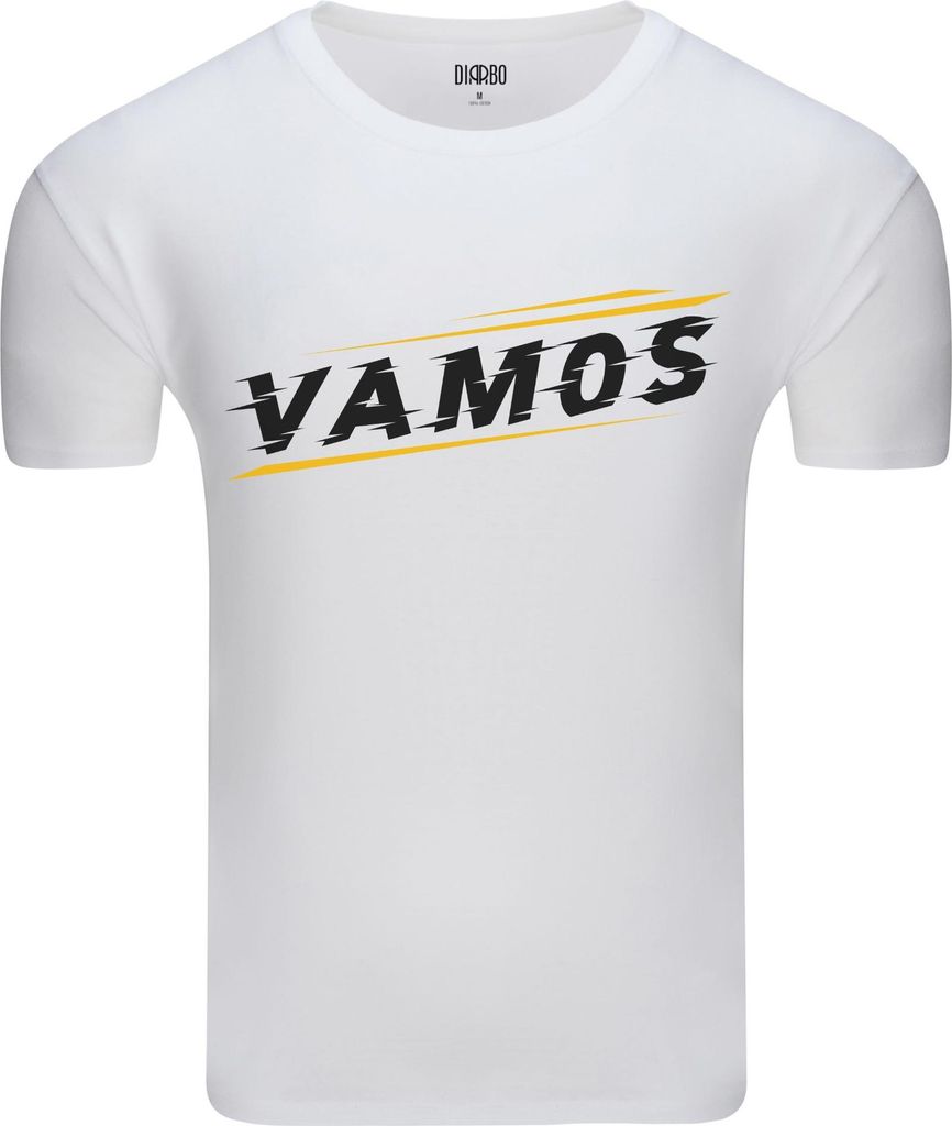 Diarbo Herren T-Shirt mit Sport Druck Vamos! Weiß Gr.XS