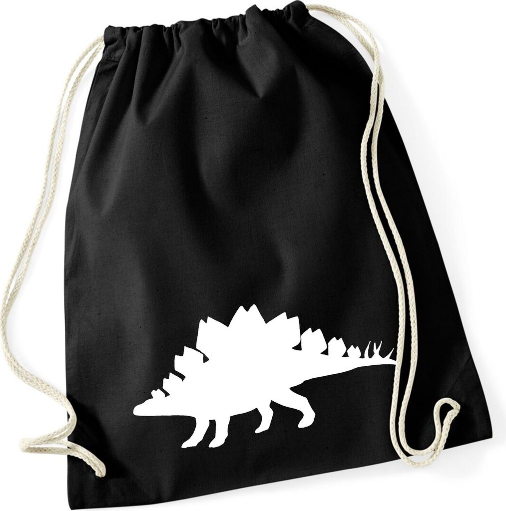 Huuraa Turnbeutel Stegosaurus Dinosaurier 12 Liter Black Baumwolle Rucksack Geschenkidee