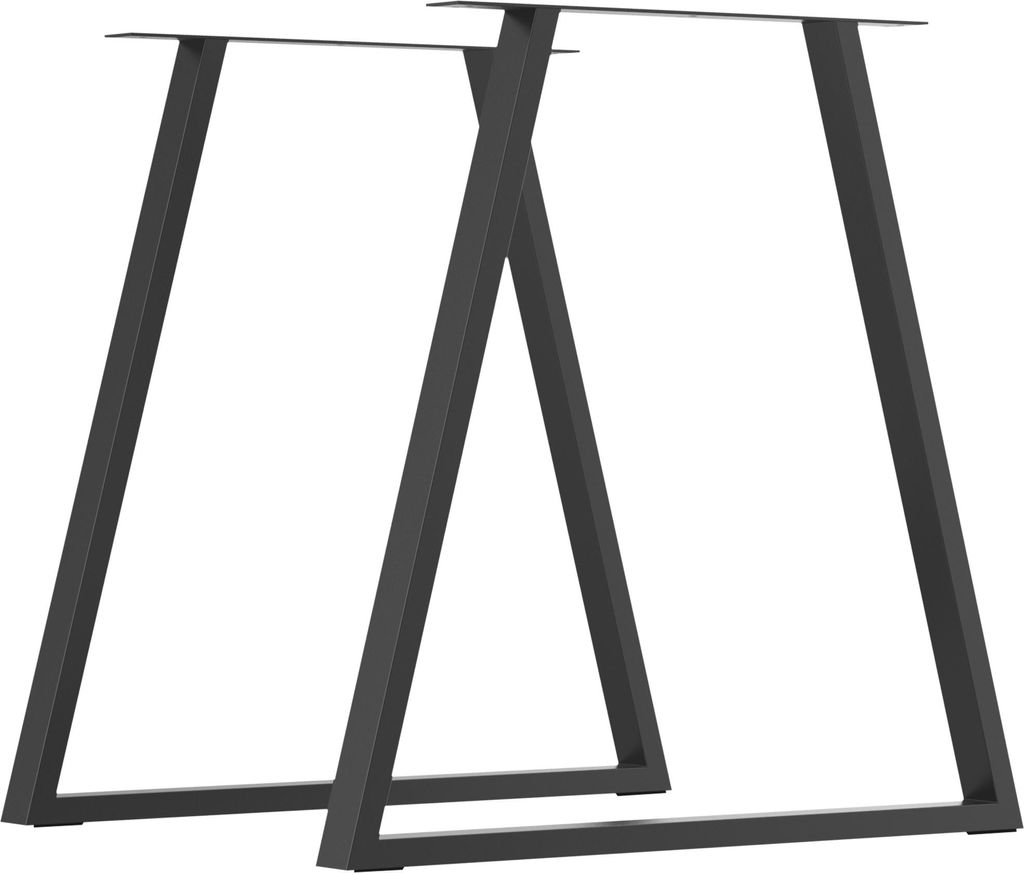 Vorgebohrte schwarze Trapez-Tischbeine Metall 2er-Set inklusive Schrauben für stabile Tischgestelle