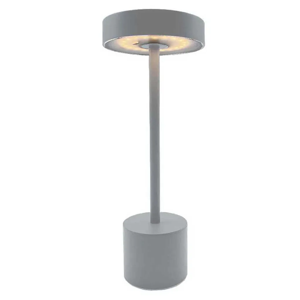Lampe LED rechargeable en aluminium gris ROBY fonction tactile 30cm