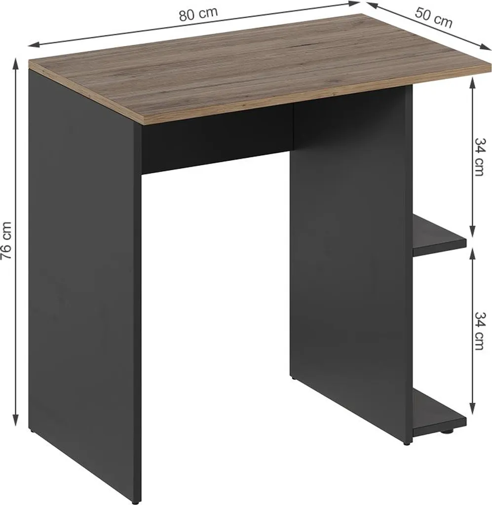 Petit Bureau Informatique Anthracite Vicco 80cm Table de Travail Grise - 3