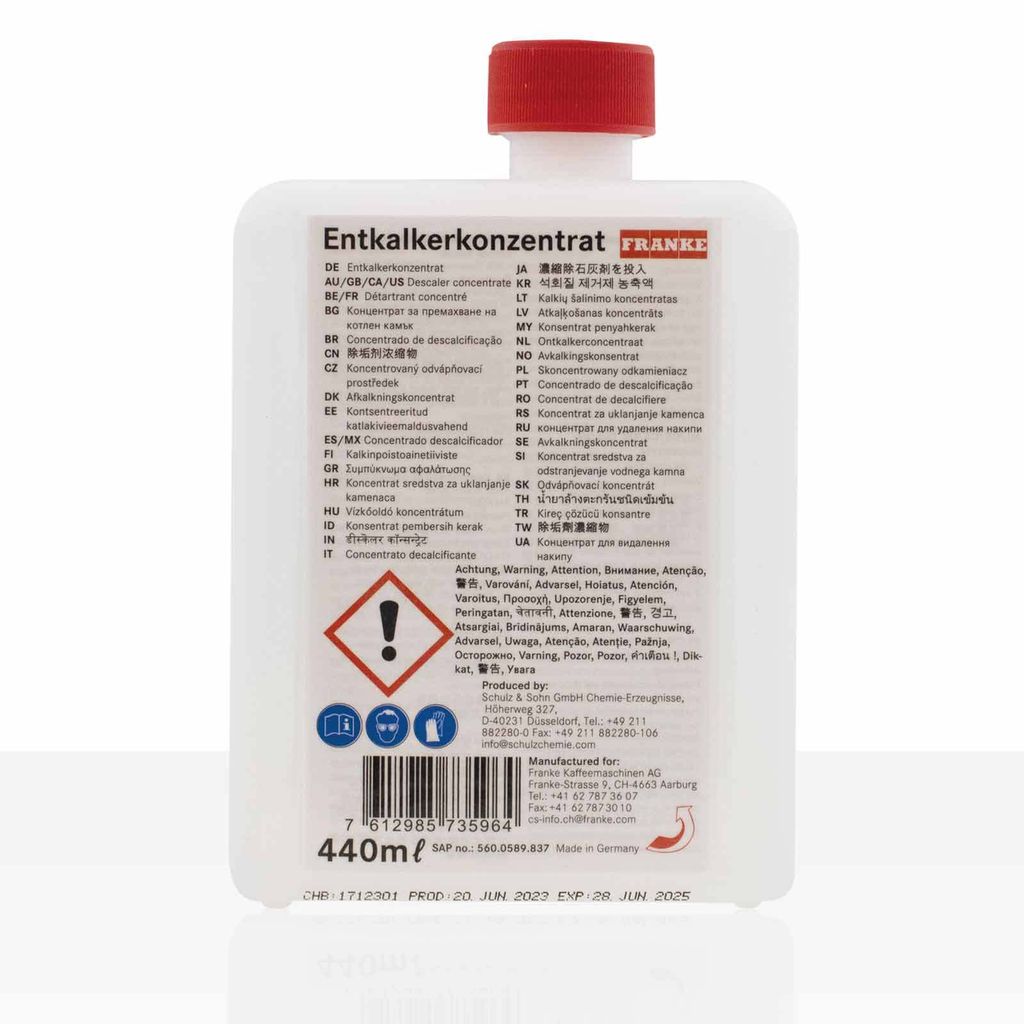 Franke Entkalkerkonzentrat 440ml Entkalker für Franke A300 Produktbild 