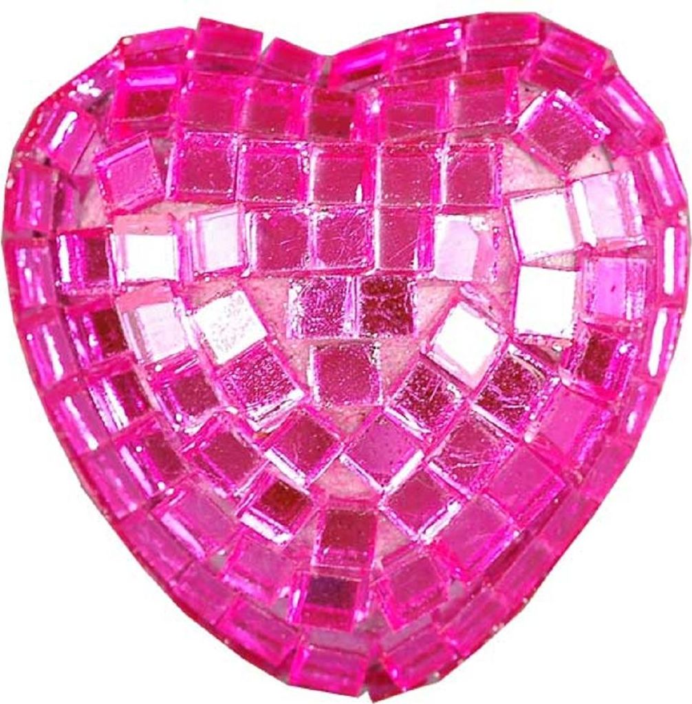 10 Spiegel-Herzen 3cm, Dekoherz, Tischdeko, Partydeko. Pink
