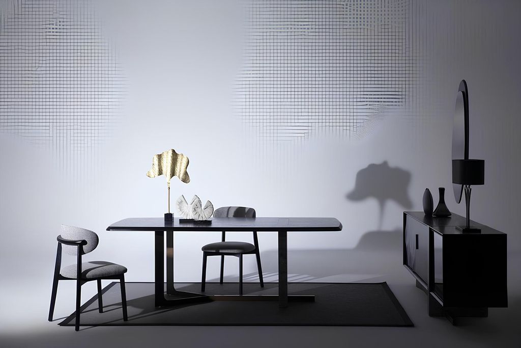 Esszimmer 7tlg. Set Esstisch Sideboard Spiegel 4x Stühle Modern Design