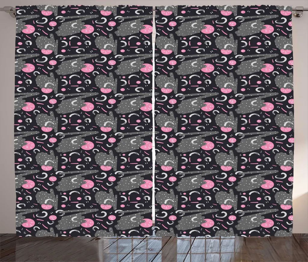Tenda Lavabile ABAKUHAUS 280x245 cm | Grigio a Pois e Cerchi