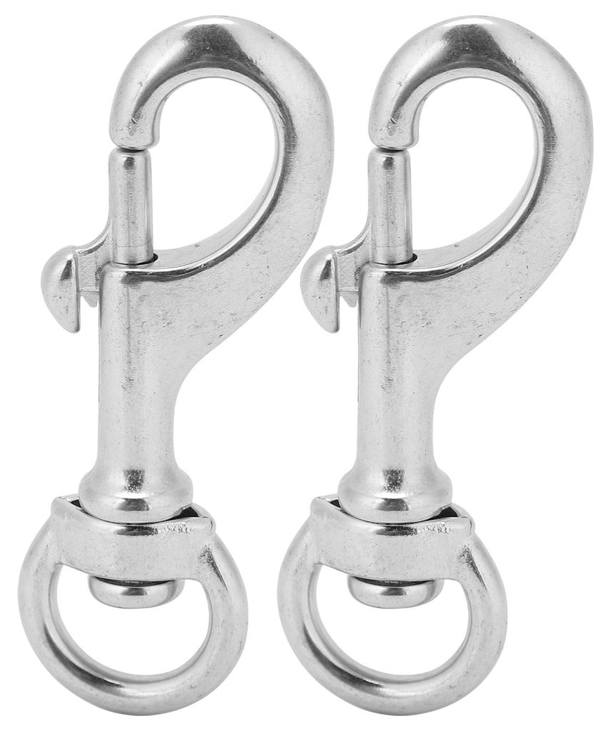 2 Stück 80 mm Tauch-Karabinerhaken aus Edelstahl 316 mit drehbarem Auge, einseitiger Clip