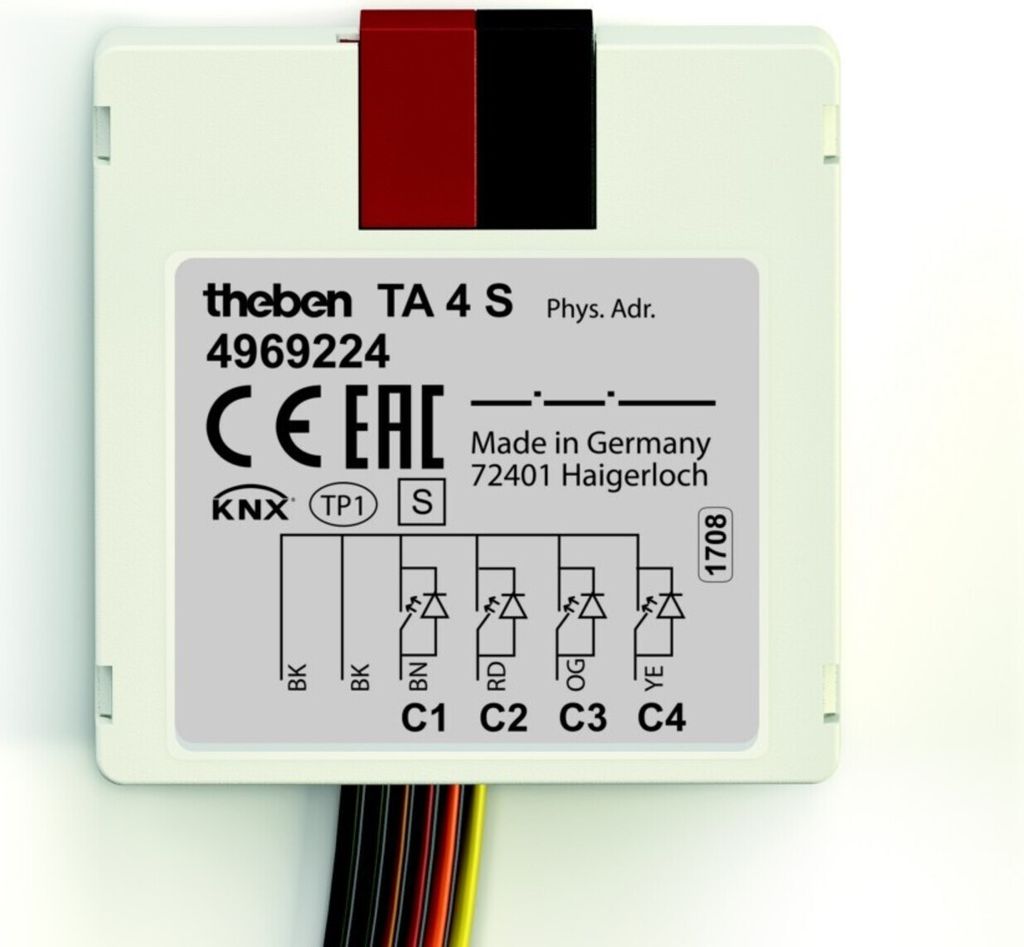 Theben TA 4 S - KNX 4-fach Tasterschnittstelle mit 6-poligem Kabelanschluss