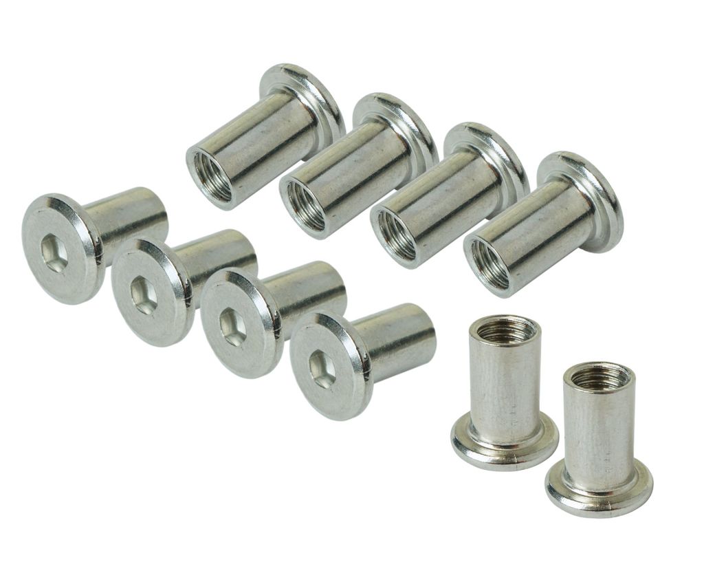 Möbelverbindungs-Gewindemuttern M8 x 16 mm Edelstahl, Innensechskant SW-5 – 10 Stück