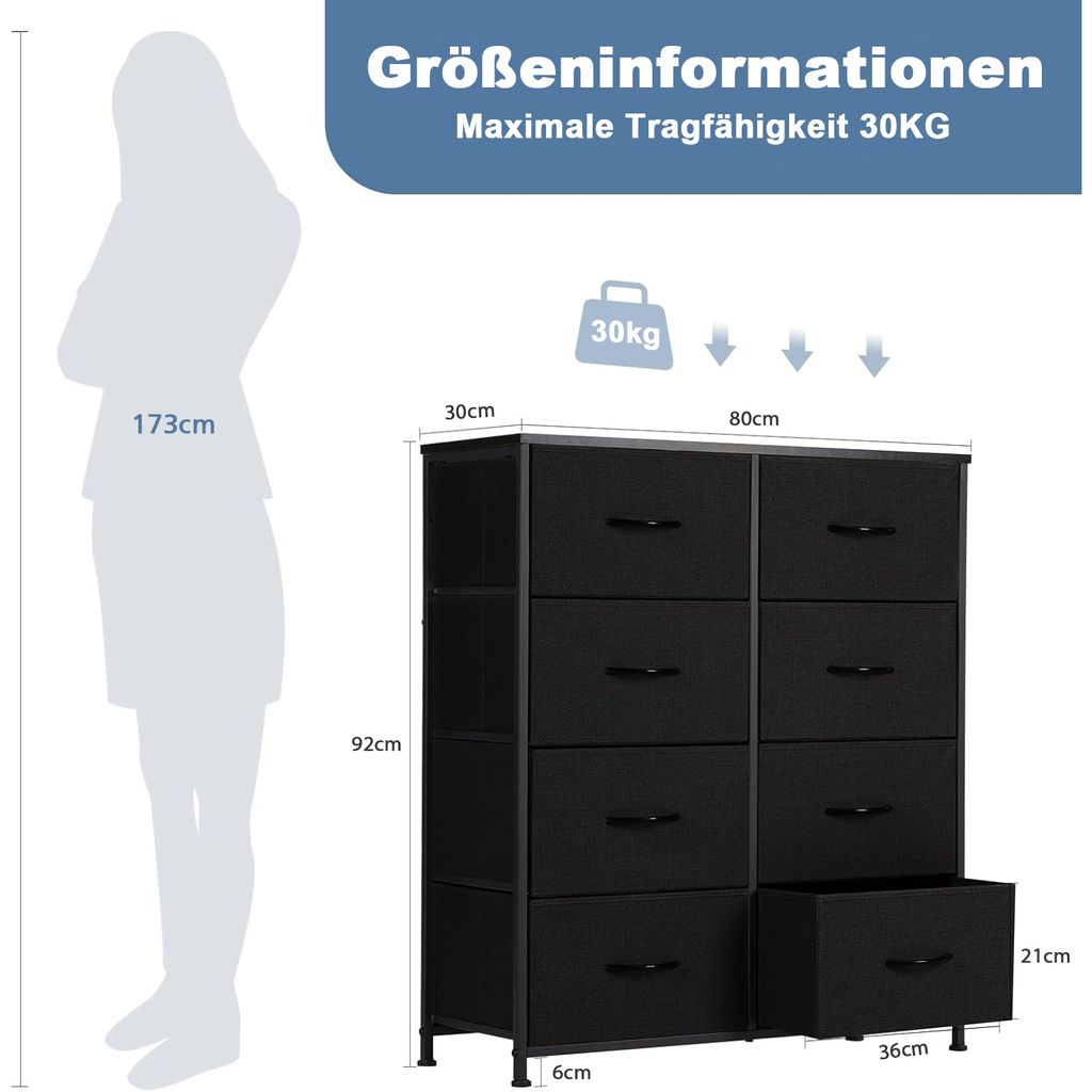 SONGMICS Kommode Mit 7 Stoffschubladen – Vintagebraun-schwarz, Metallgestell, 98x28,5x85 Cm